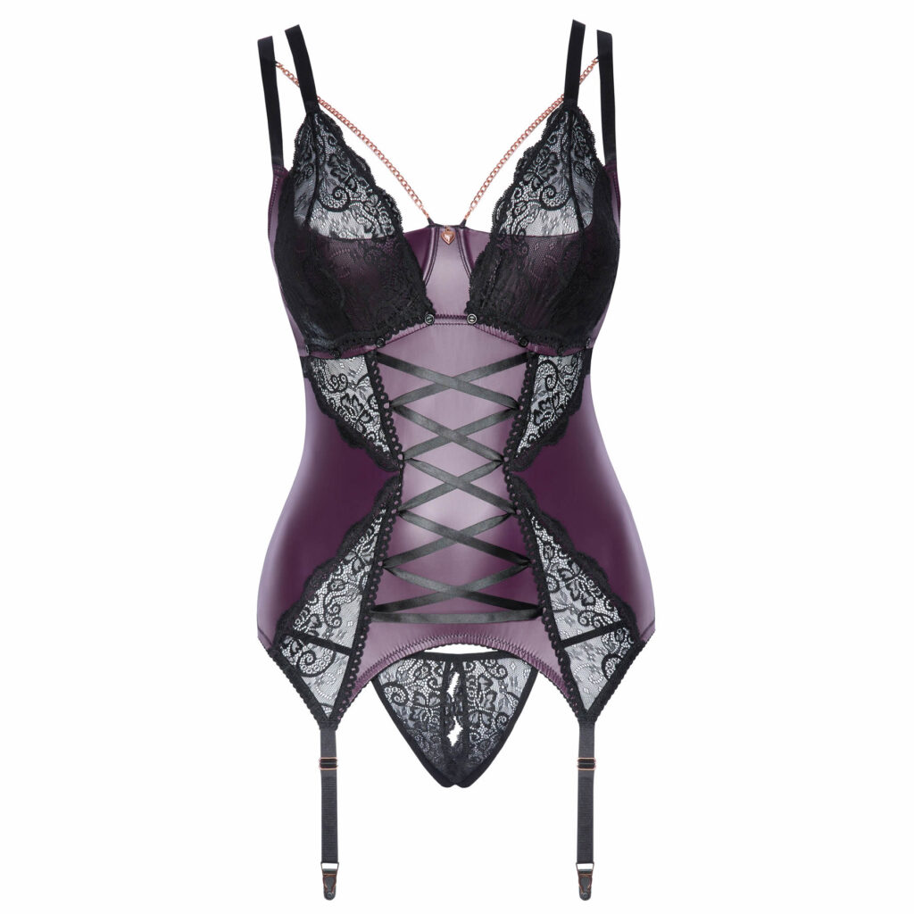 Plus Size Blonde og Wetlook Bustier med Åbne Trusser