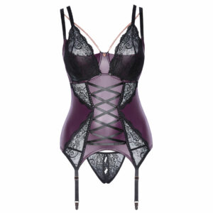 Plus Size Blonde og Wetlook Bustier med Åbne Trusser