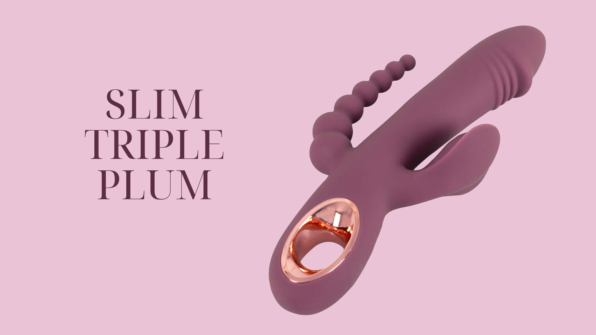 Slim Triple Plum Vibrator med Klitoris Stimulator og Anal Kæde