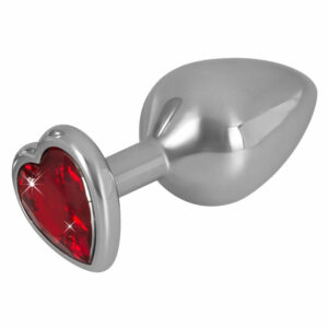 Diamond Aluminium Anal Plug Med Rød Hjerte Smykkesten