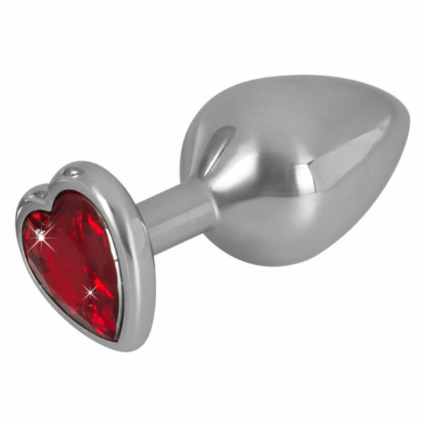 Diamond Aluminium Anal Plug Med Rød Hjerte Smykkesten