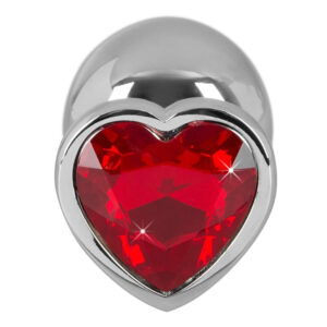 Diamond Aluminium Anal Plug Med Rød Hjerte Smykkesten