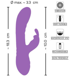 Flexible Rabbit Vibrator – Dobbelt Stimulation for Ultimativ Nydelse Flexible Rabbit Vibrator – Special Edition Metallic Silicone fra Sweet Smile er en slank, luksuriøs og yderst effektiv vibrator, der giver dobbelt stimulation for maksimal nydelse. Designet med en smuk, skinnende mat metallisk finish kombinerer dette legetøj elegance med funktionalitet for en uforglemmelig oplevelse. Dobbelt Stimulation af G-punkt og Klitoris Denne vibrator er designet til at levere intens dobbelt stimulation. Den har to distinkte arme, der arbejder sammen om at stimulere både G-punktet og klitoris samtidig. Den primære skaft er perfekt udformet til at massere vagina/G-punkt, mens vibro-bunnyen giver målrettet stimulation til klitoris. Begge arme er udstyret med en stimulerende tekstur, som forstærker fornemmelserne under brug. Bøjelig og Fleksibel for Maksimal Komfort Flexible Rabbit Vibrator er lavet af fløjlsblødt silikone, hvilket gør den både nem at indsætte og ekstremt behagelig at bruge. Dens fleksibilitet betyder, at den tilpasser sig perfekt til kroppen og dens bevægelser, hvilket giver skræddersyet nydelse, uanset om du nyder solo-leg eller deler oplevelsen med en partner. Denne vibrator er perfekt til dem, der foretrækker en tilpasset pasform, der giver fuld kontrol over stimulationen. 12 Stille Vibrationsindstillinger i To Motorer Med 2 x 12 stille vibrationsindstillinger tilbyder vibrator en bred vifte af fornemmelser for ultimativ tilfredsstillelse. Vibrationsindstillingerne i både hovedskaftet og bunnyen kan justeres sammen eller separat, hvilket giver en fuldt tilpasset oplevelse. Knapperne på bunden af legetøjet gør det nemt at skifte mellem indstillinger for en helt unik rejse. Vandtæt og Genopladelig Det vandtætte design betyder, at du kan tage denne vibrator med dig i badet eller bruseren og omdanne ethvert øjeblik til en luksuriøs oplevelse. Desuden sikrer den genopladelige funktion, at du aldrig løber tør for strøm på de mest spændende tidspunkter. Et USB-kabel medfølger for nem opladning. Nøglefunktioner: Skinnende, Glat Look: Special Edition Metallic Silicone finish. Dobbelt Stimulation: G-punkt og klitoris nydelse på samme tid. Fleksibel og Bøjelig: Tilpasser sig din krop for optimal komfort. 12 Stille Vibrationsindstillinger: Fuld kontrol for din nydelse. Fløjlsblød Silikone: Kroppens sikker og glat at røre ved. Vandtæt: Brug den i bruseren eller badet. Genopladelig: Inkluderer et USB-kabel for nem opladning. Med sit elegante design, luksuriøse følelse og dobbelt stimulationsevne er Flexible Rabbit Vibrator fra Sweet Smile det perfekte valg for dem, der søger en forbedret og tilpasset nydelsesoplevelse. Uanset om den bruges solo eller med en partner, lover den at levere intens tilfredsstillelse hver gang.