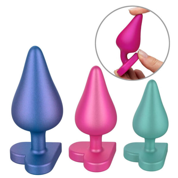 Luster Anal Plug Træningssæt med 3 stk i Metallisk Look