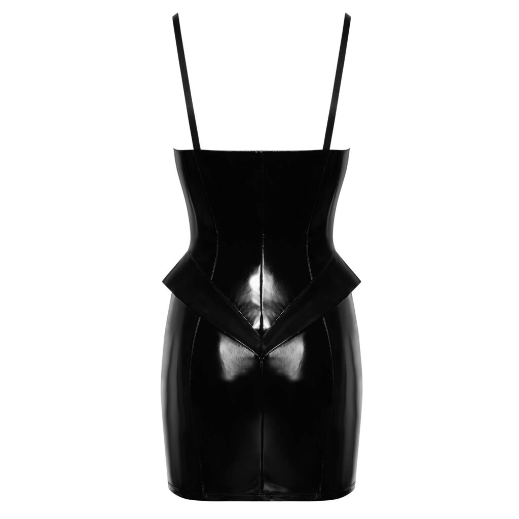 Black Level Vinyl Kjole i Sort med Peplum
