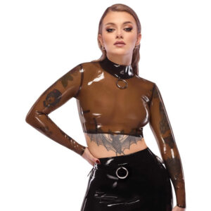 Smoky Transparent Latex Crop Top