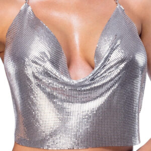 Metal Crop Top i Sølv