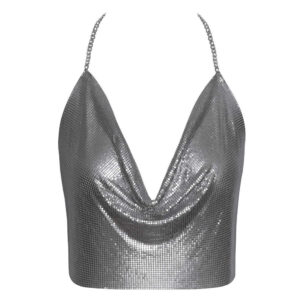 Metal Crop Top i Sølv
