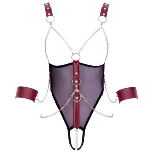 Bondage Body med Rød Wetlook og Håndjern