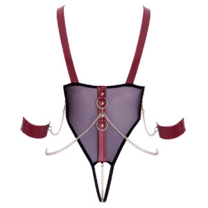 Bondage Body med Rød Wetlook og Håndjern