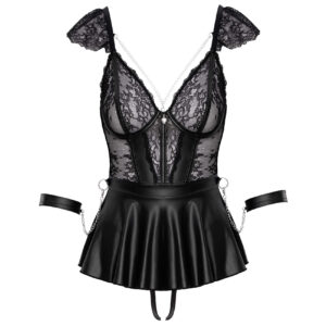 Blonde Peplum Babydoll med Trusser og Håndjern