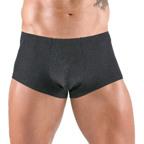 Herre Boxer Tights i Sort og Sølvskinnende Lurex Look