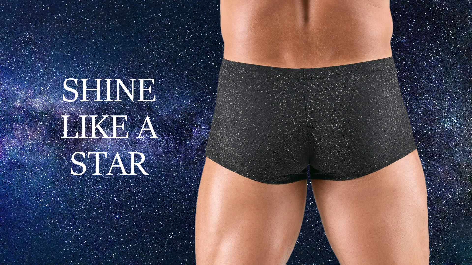 Herre Boxer Tights i Sort og Sølvskinnende Lurex Look