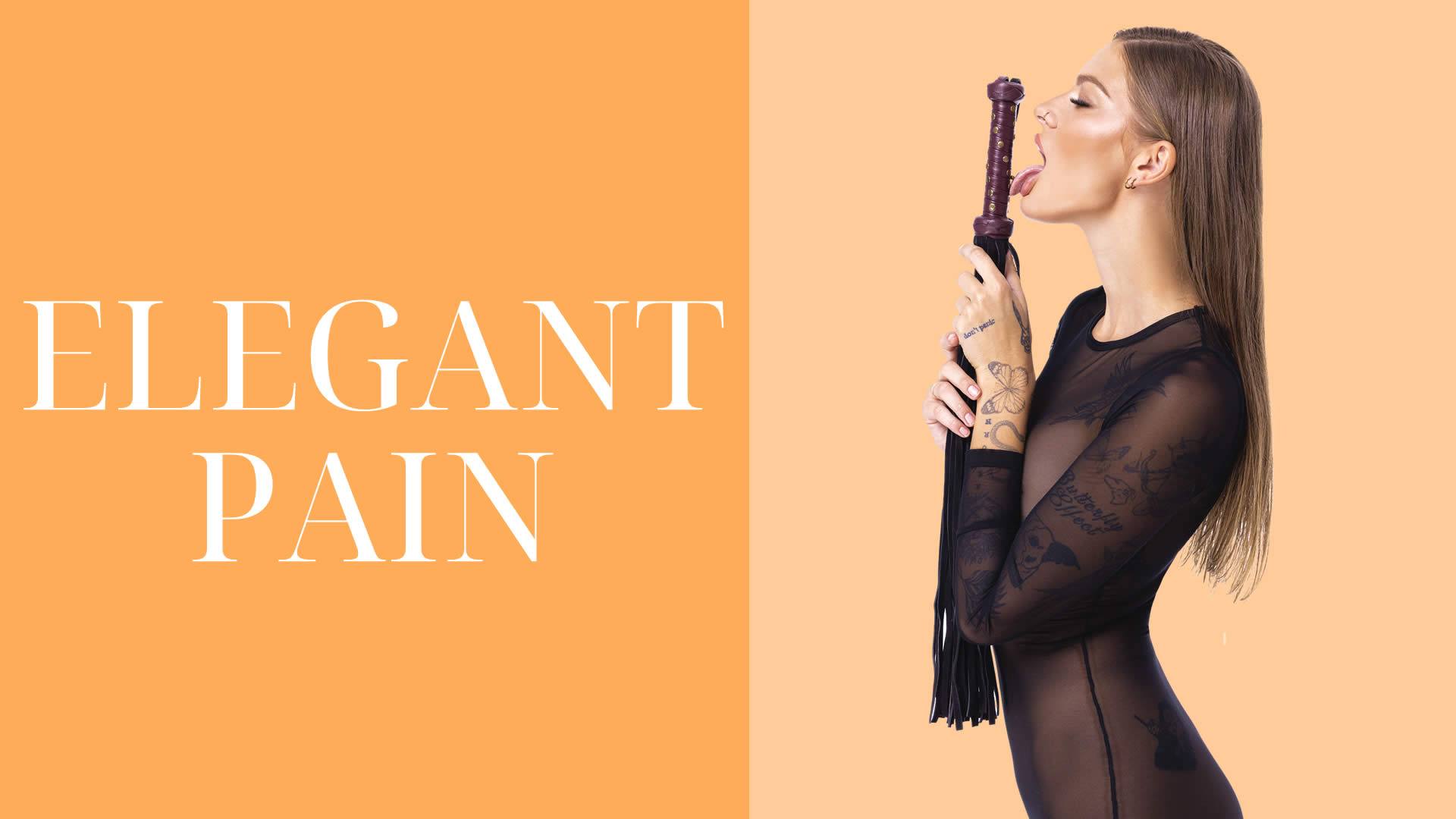 Bad Kitty Flogger i Ruskind med Rødt Håndtag