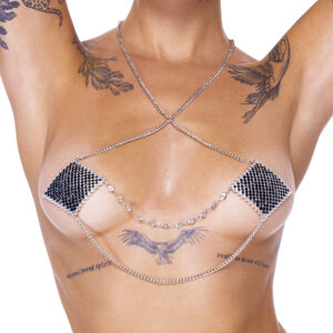 Nipple Sticker Square Sølv og Sort Smykke