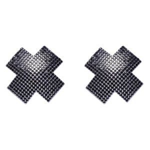 Nipple Sticker Sølv og Sort X Kryds Smykke