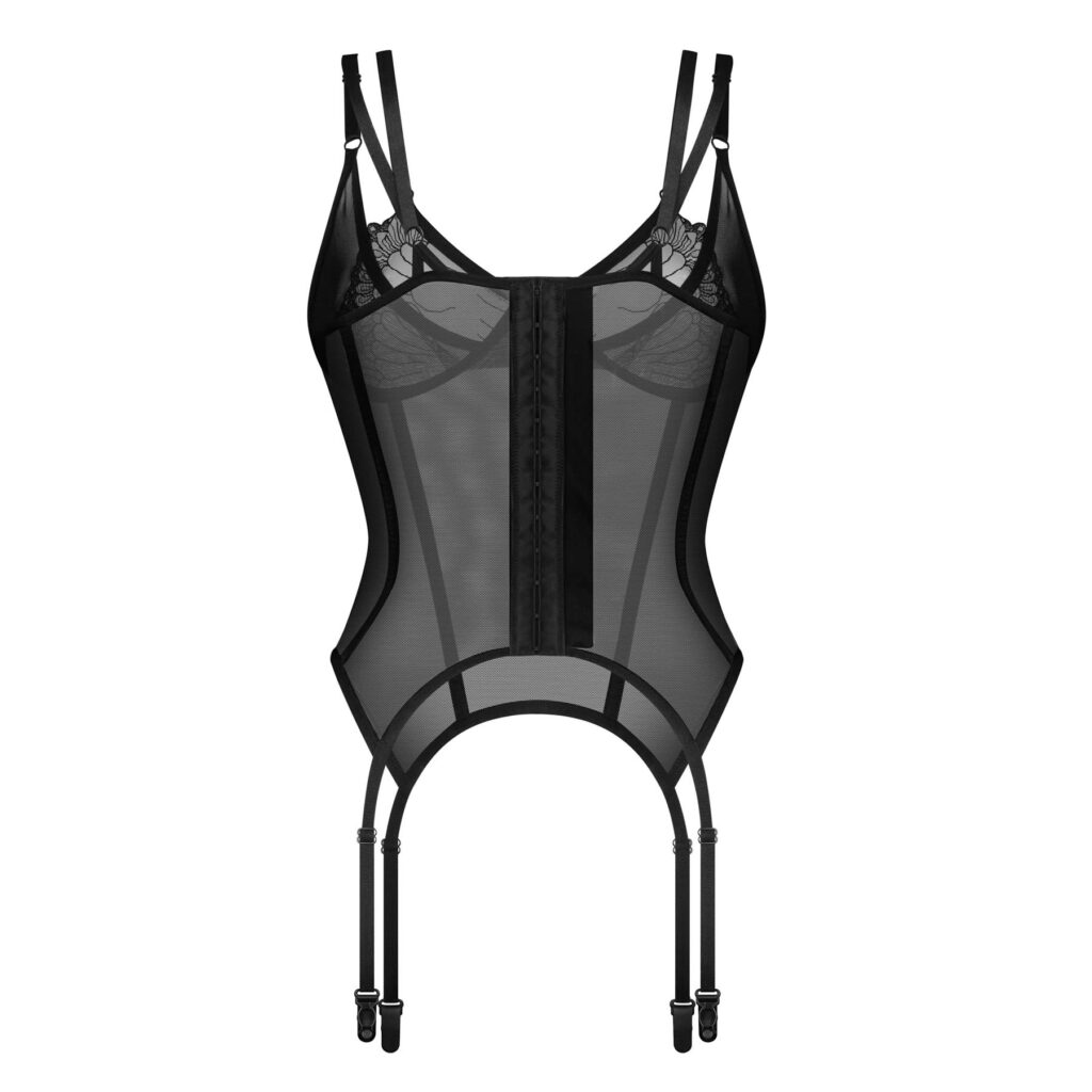 Obsessive Bustier Arrowel Lingeri Sæt Sort