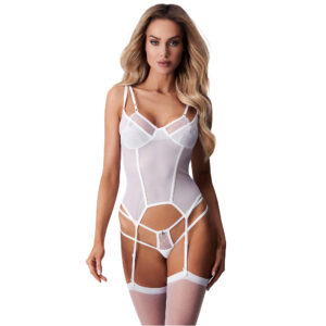 Obsessive Bustier Arrowel Lingeri Sæt Hvid