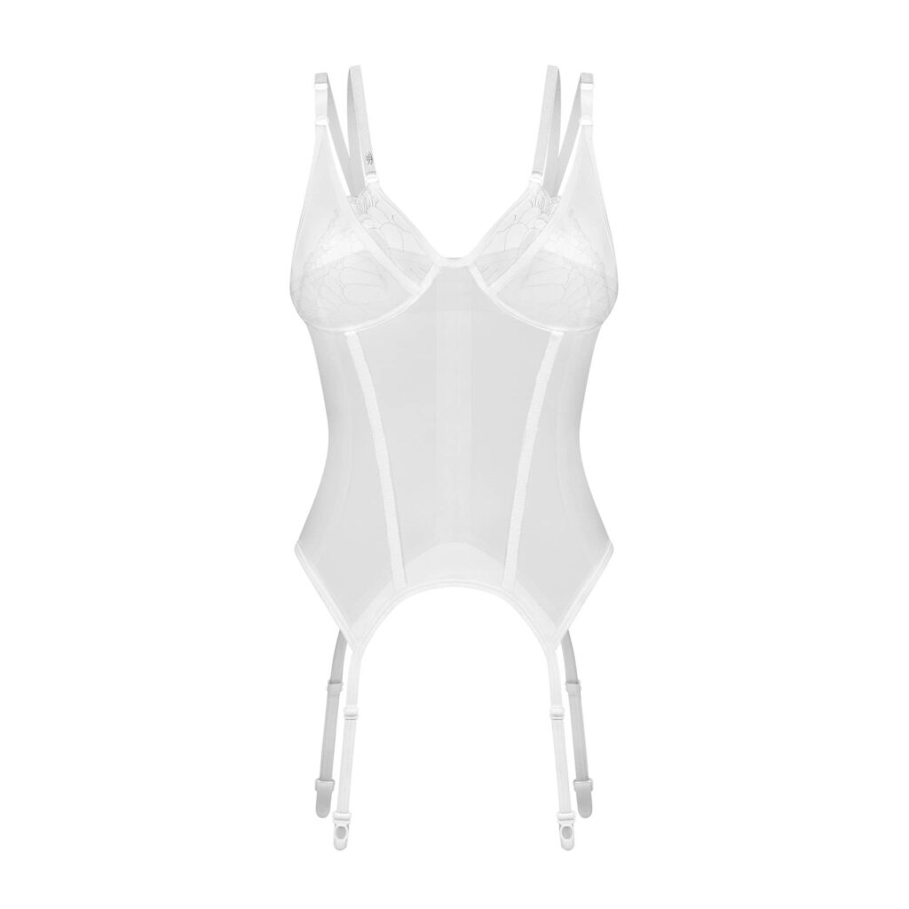 Obsessive Bustier Arrowel Lingeri Sæt Hvid