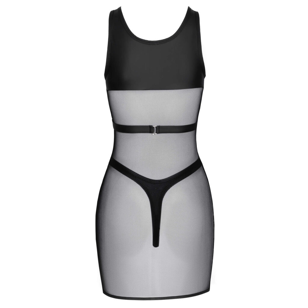 Net Minikjole med G-streng og Wetlook Harness