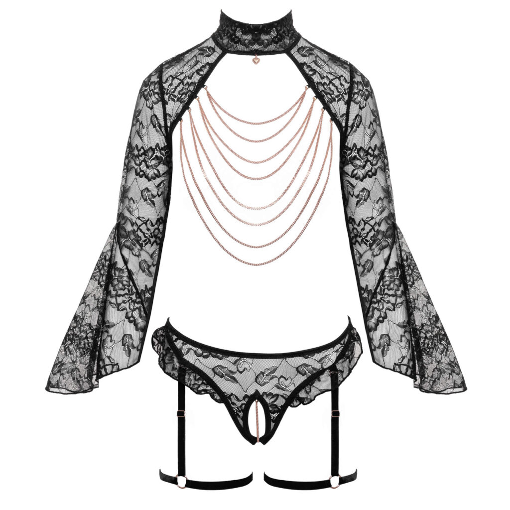 Abierta Fina Blonde Bolerotop og Bundløse Trusser