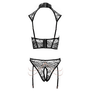 Abierta Fina Åben Bust Blonde Lingeri med Guldfarvede Kæder