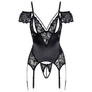 Wetlook og Blonde Bustier Lingeri Sæt med Trusser