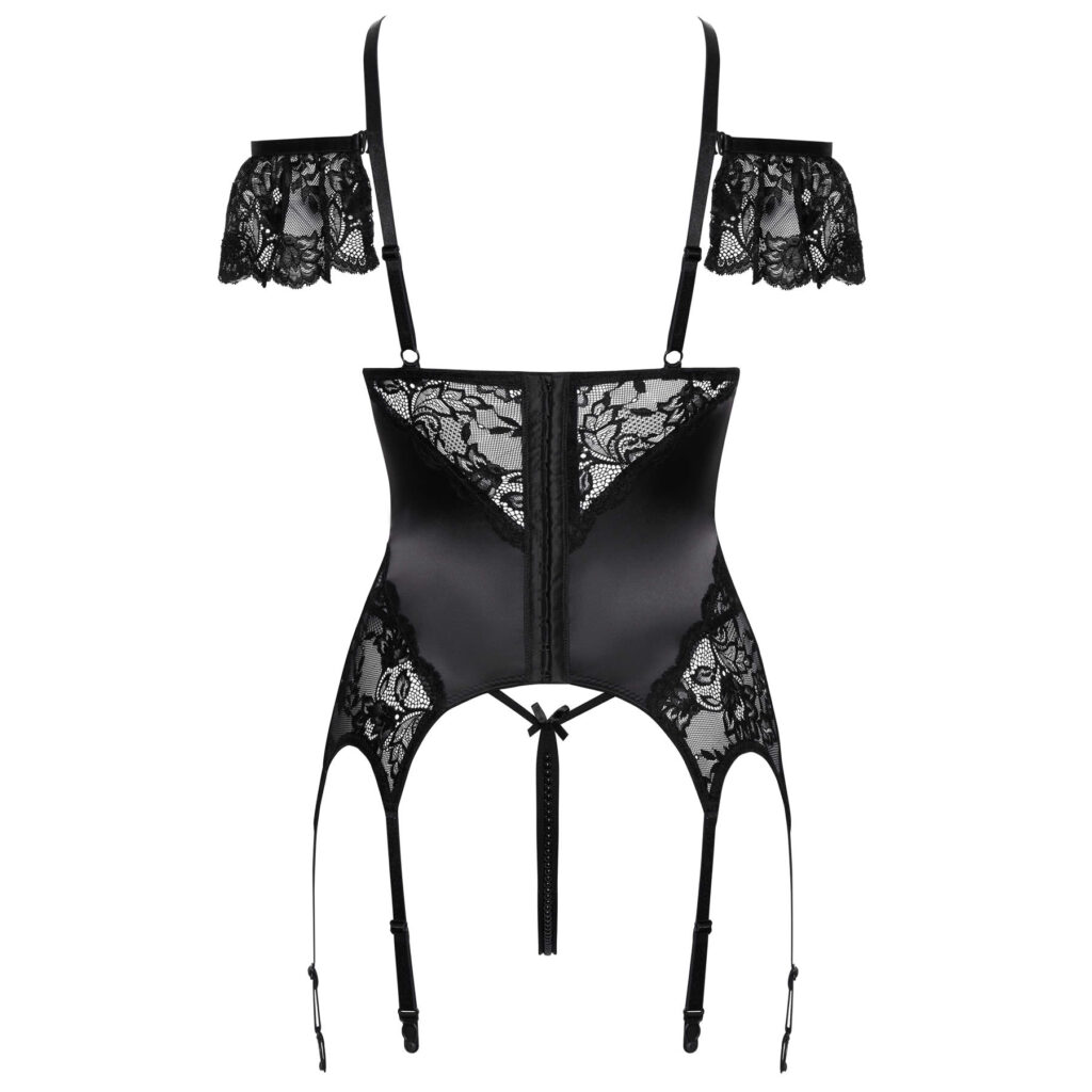 Wetlook og Blonde Bustier Lingeri Sæt med Trusser