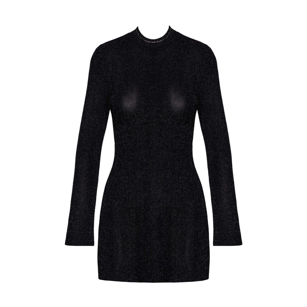 Noir Kjole med Glitter Krave