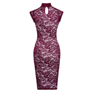 Knælang Blonde Pencilkjole i Bordeaux