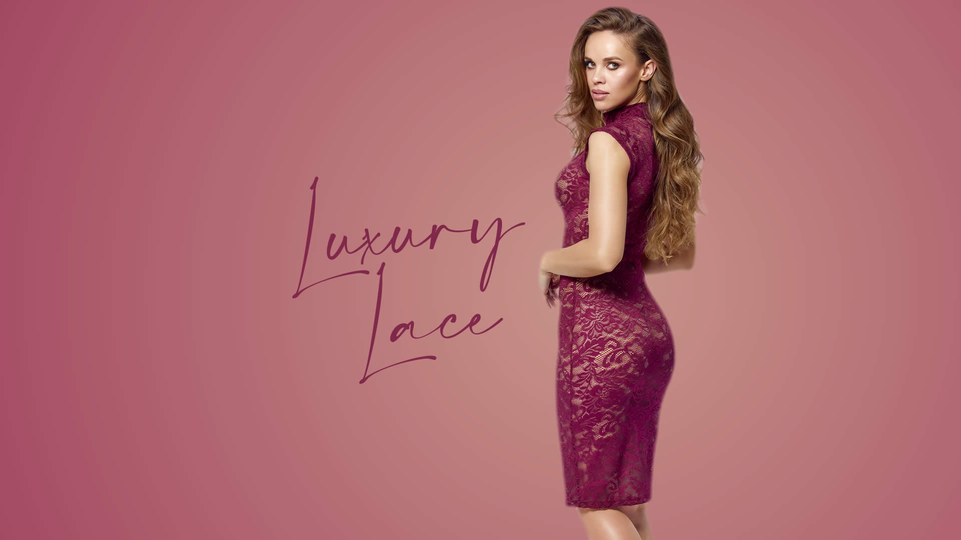 Knælang Blonde Pencilkjole i Bordeaux