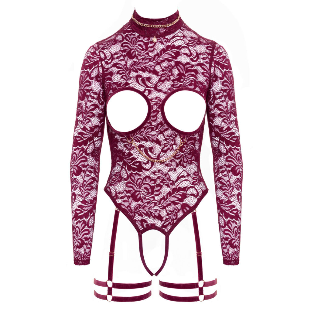 Blonde Body med Åben Bund og Barm i Bordeaux