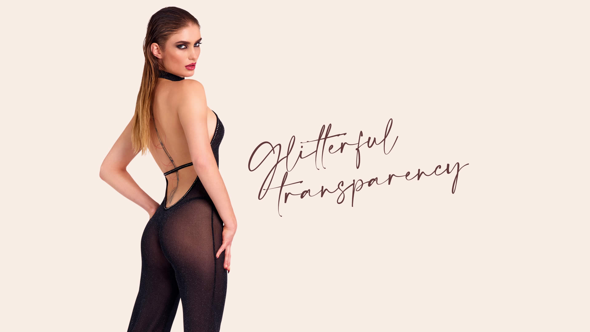 Noir Jumpsuit i Transparent med Glitter