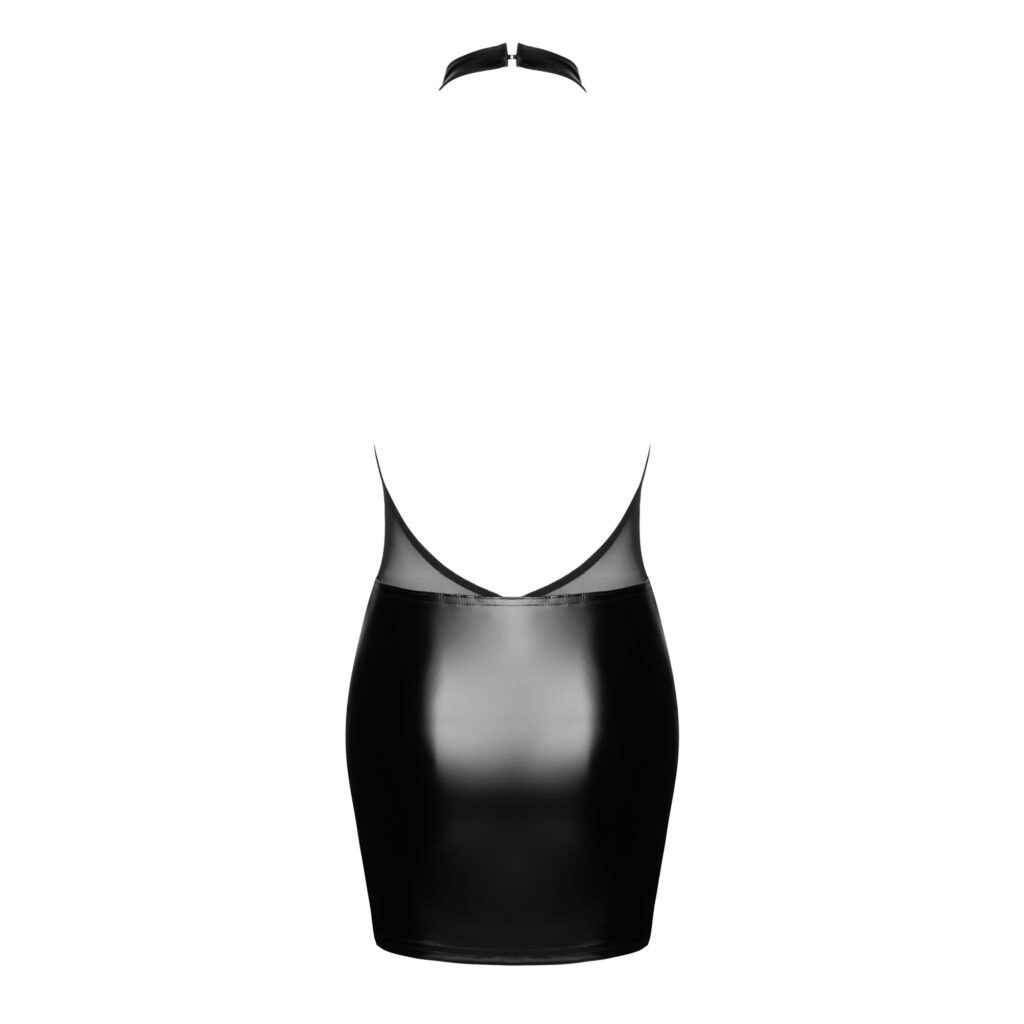 Noir Wetlook Kjole med Transparent Powermesh Top