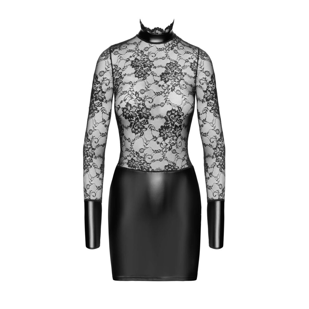 Noir Wetlook Kjole med Blonde Top