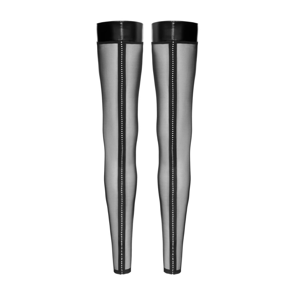 Noir Overknee Strømper uden fod og med Wetlook Kant