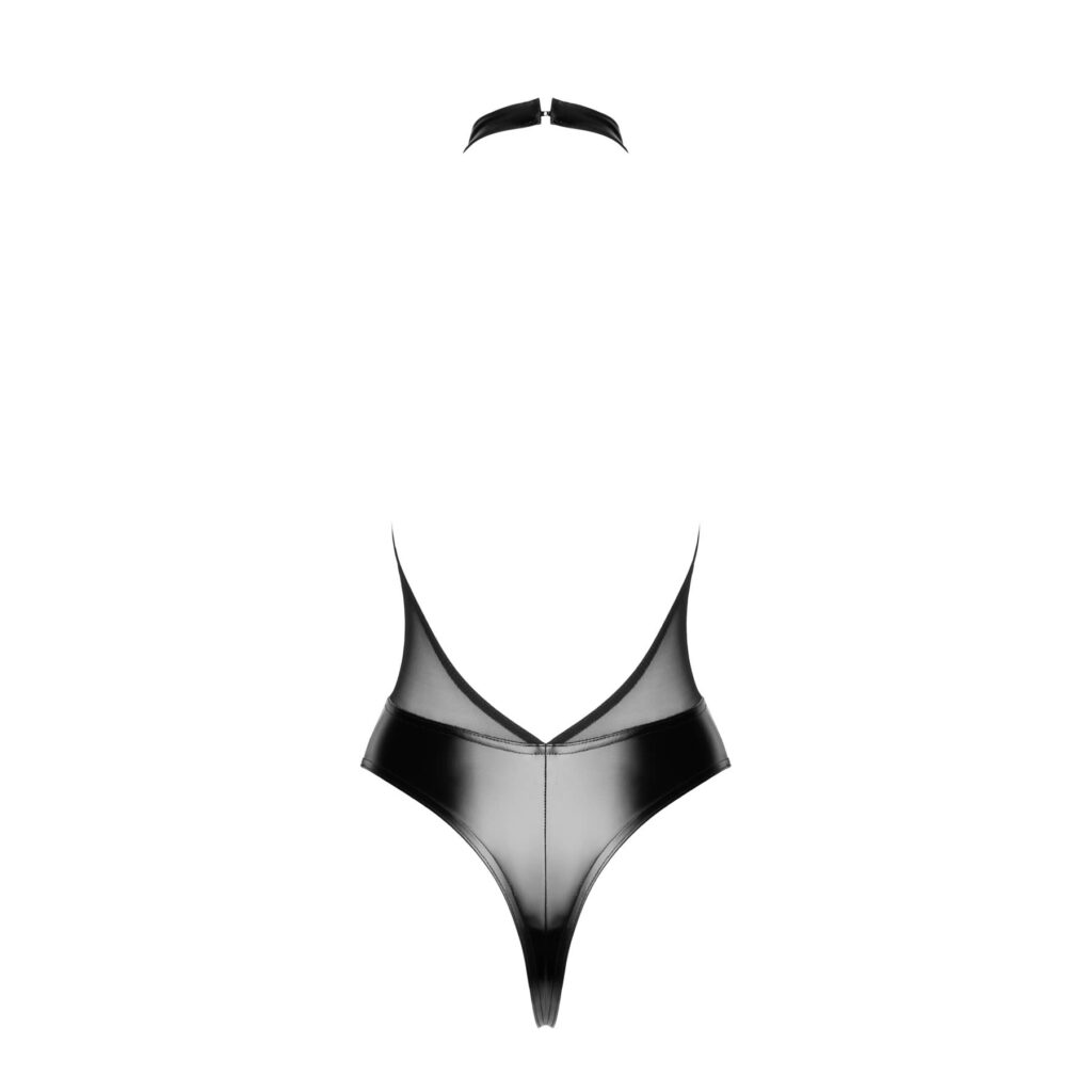 Noir Wetlook Body med Transparent Holderneck Top