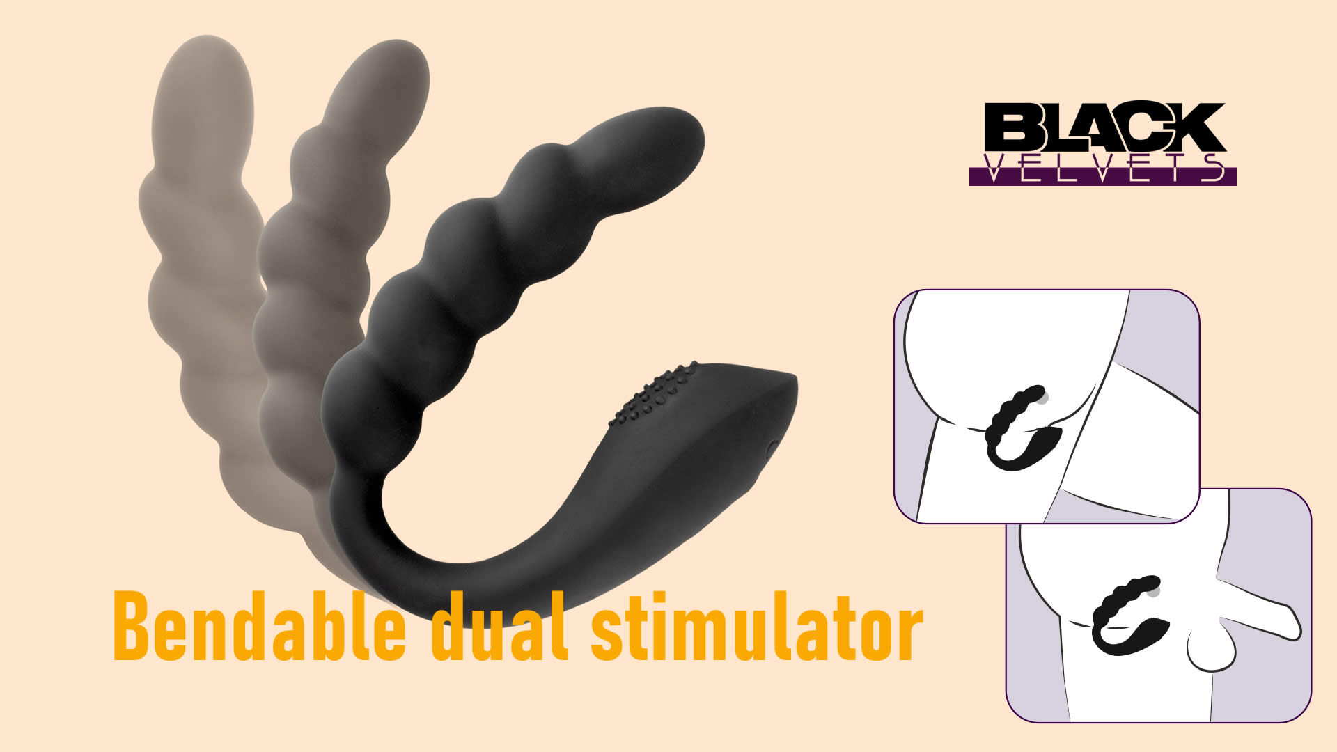 Black Velvets Bendable dual stimulator Anal og Lay-On Vibrator