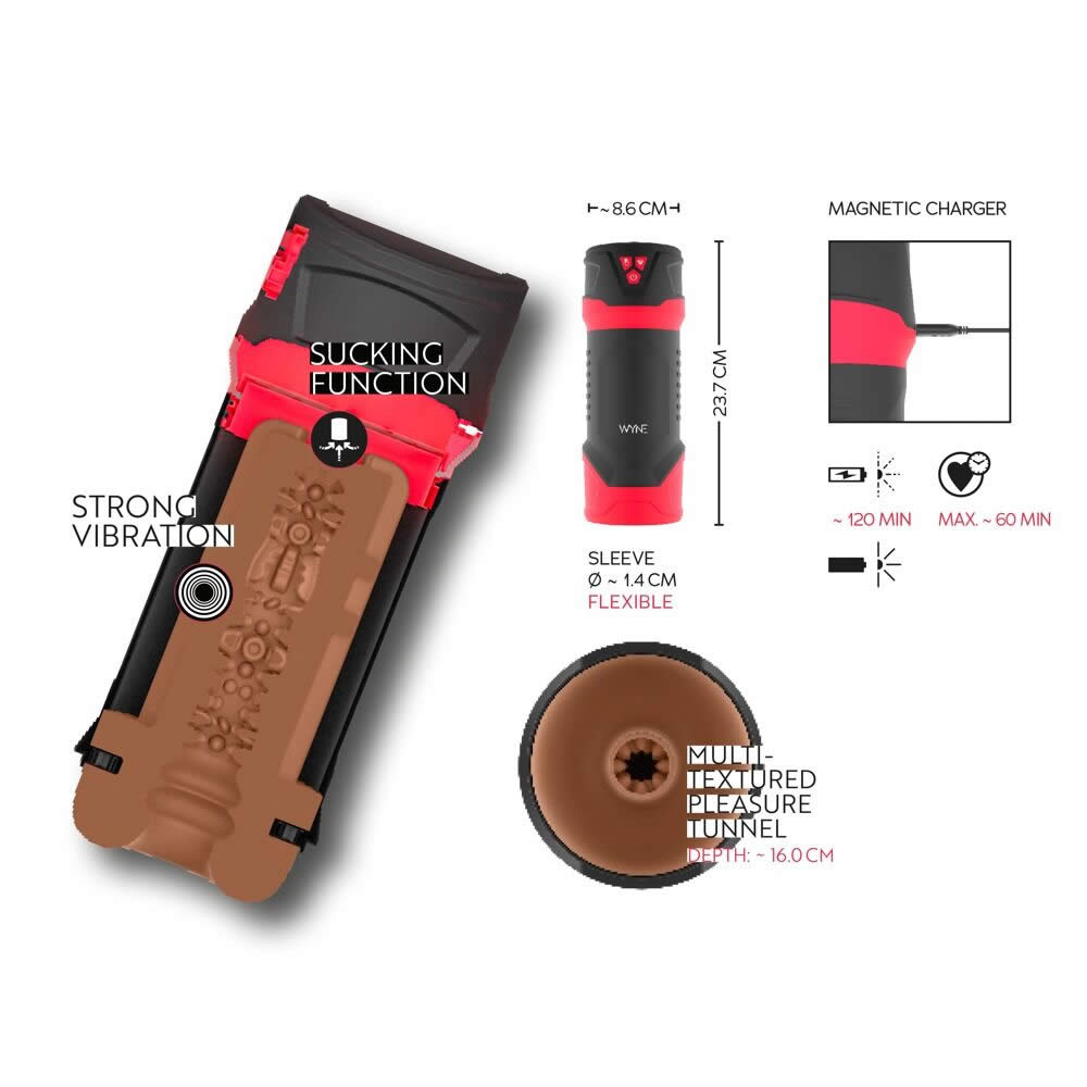 Wyne Masturbator 01 med Varme, Vibrator og Suge Funktion