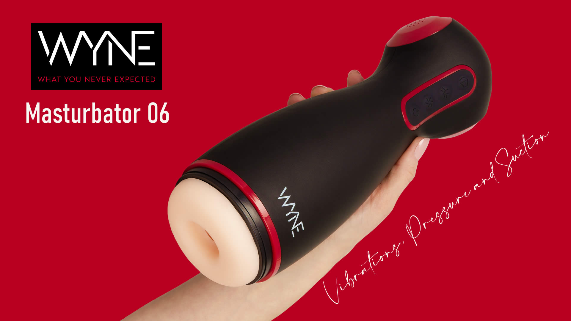 Wyne Masturbator 06 med Vibrator, Suge og Tryk Funktion