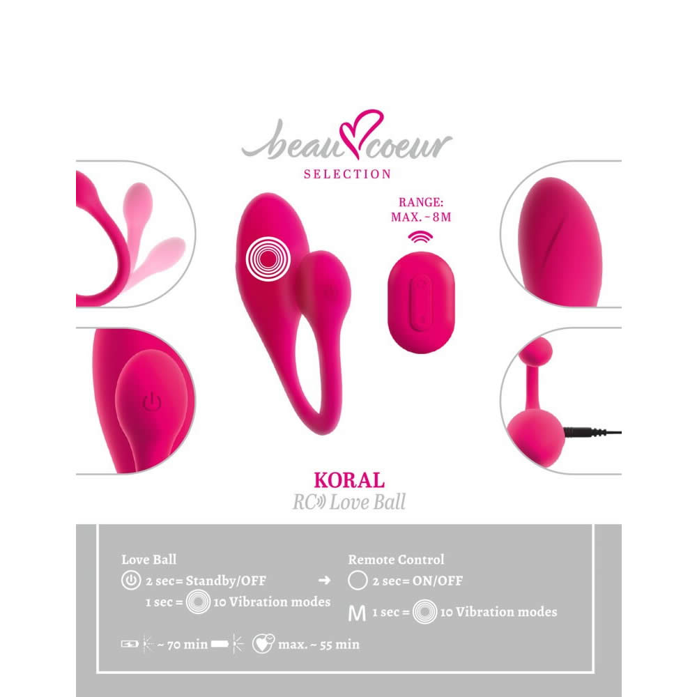 Beau Coeur Koral Love Ball Fjernbetjent Vibrator Æg