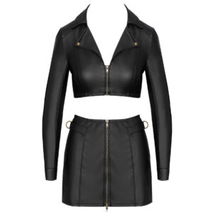 Clubwear Wetlook Nederdel og Croptop Jakke