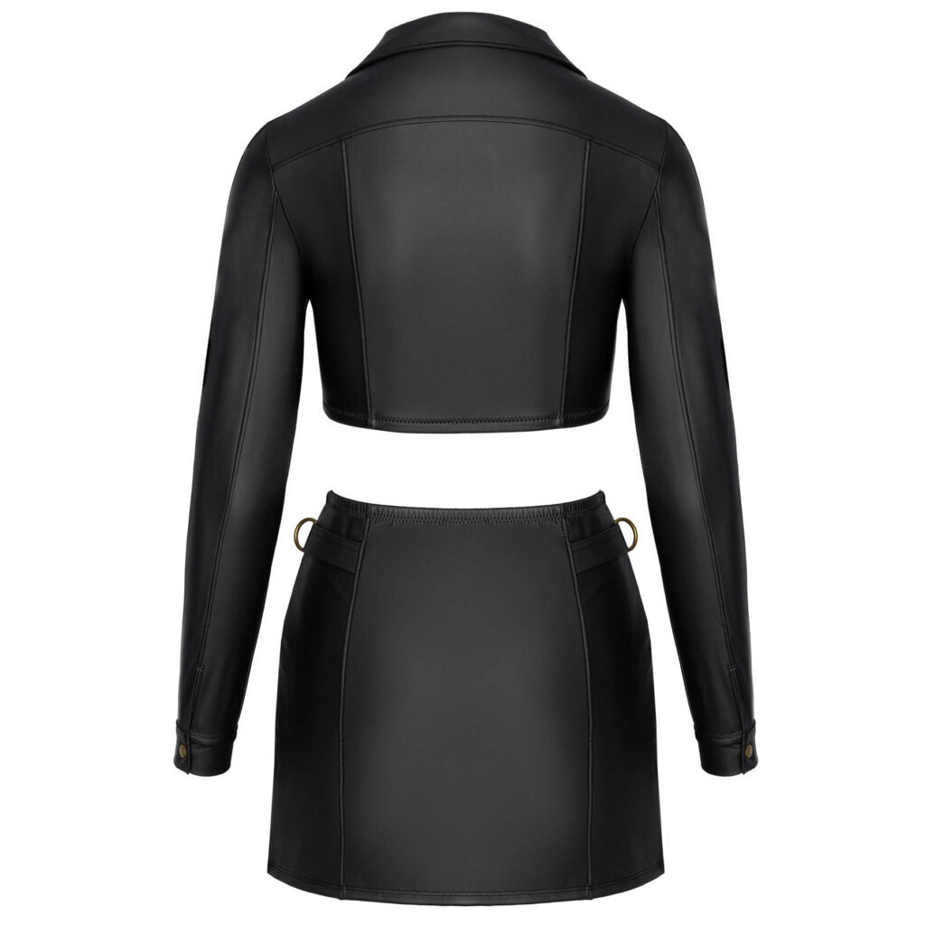 Clubwear Wetlook Nederdel og Croptop Jakke