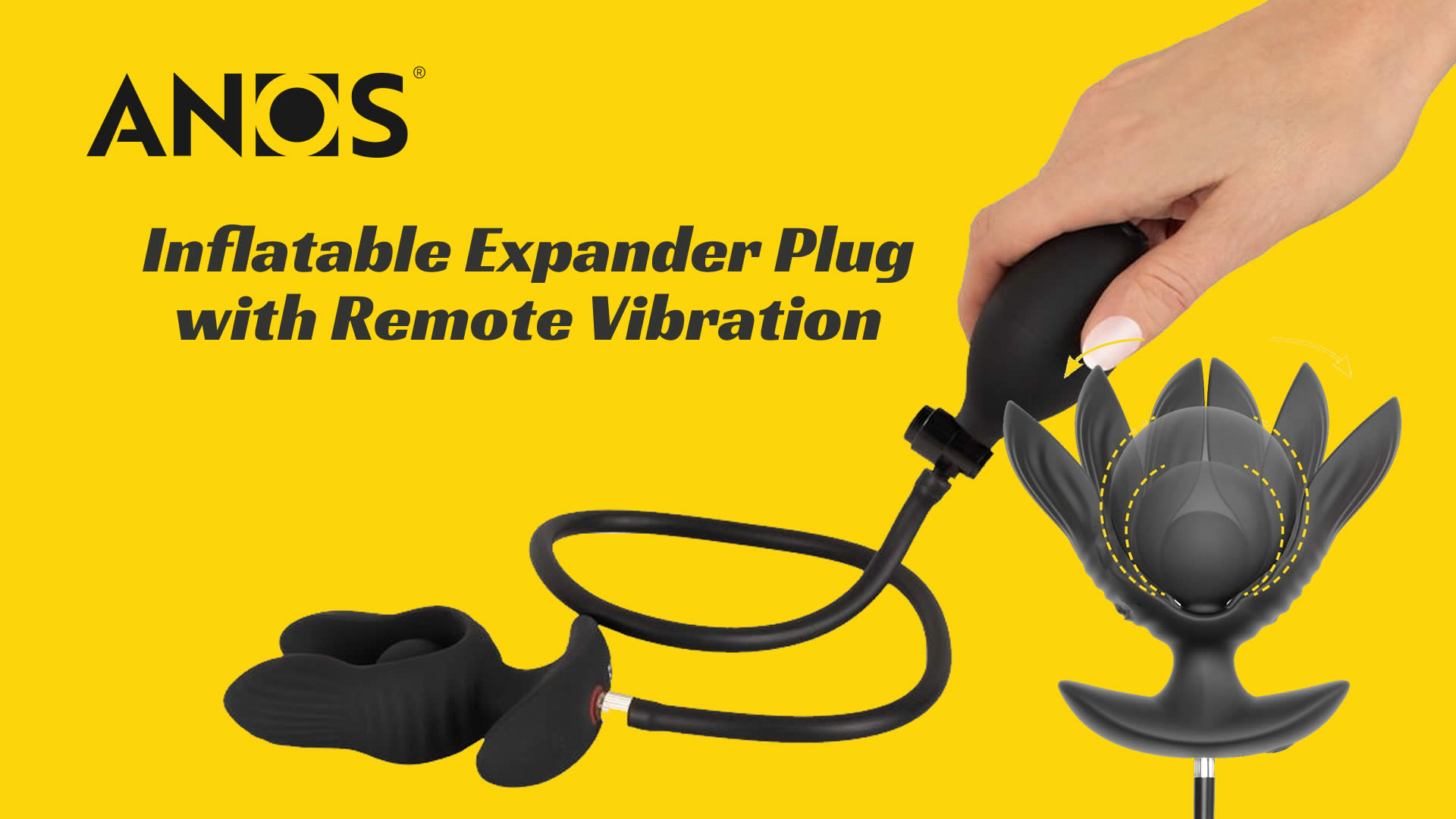 Anos Fjernbetjent Oppustelig Expander Anal Plug med Vibration