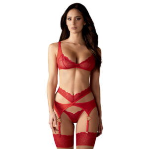 Obsessive Desir Blonde Lingeri Sæt med BH, Trusse og Hofteholder