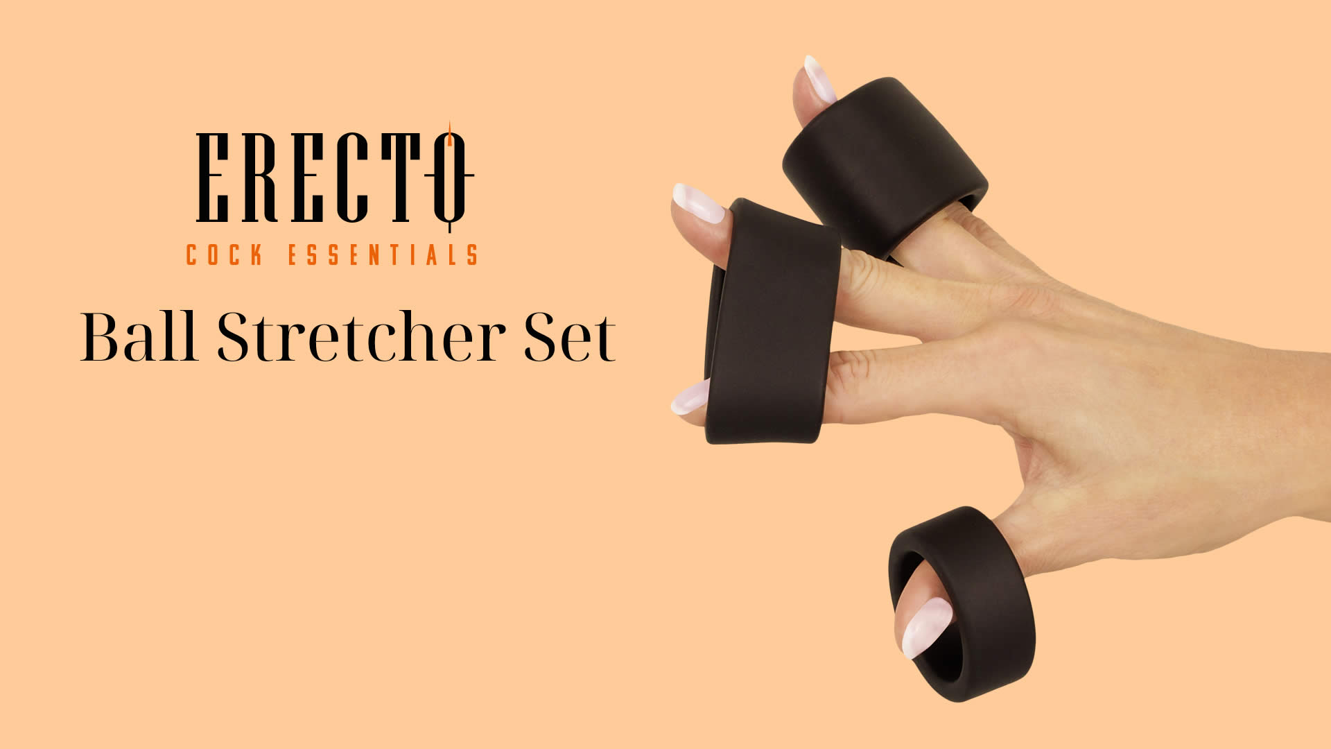 Erecto Cock Essentials Testikel og Penisring Sæt i Silikone