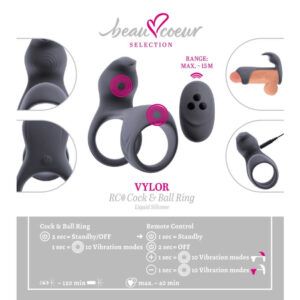 Beau Coeur Vylor Fjernbetjent Penis og Testikel Ring