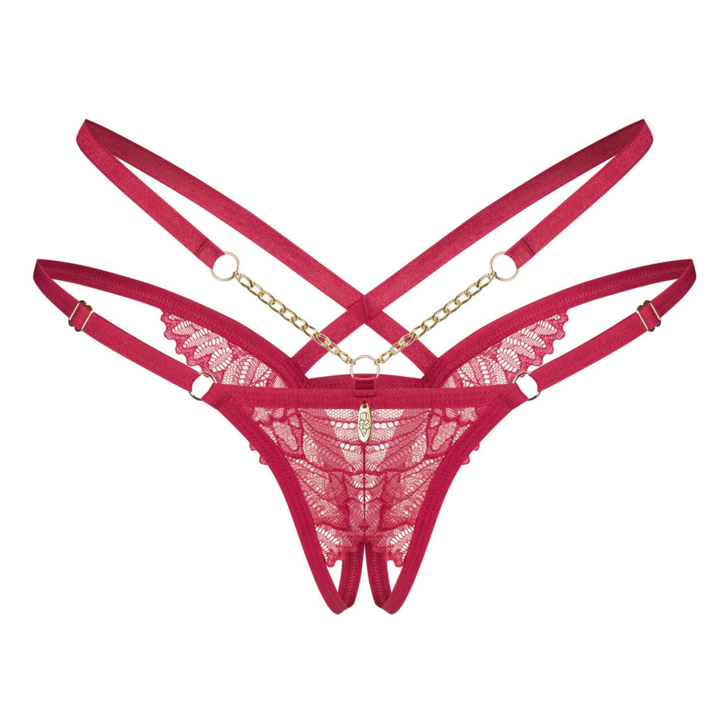 Obsessive Matildea Røde Blonde Trusser med Åben Bund
