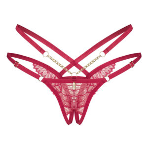 Obsessive Matildea Røde Blonde Trusser med Åben Bund