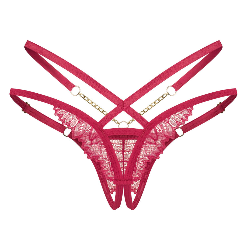 Obsessive Matildea Røde Blonde Trusser med Åben Bund